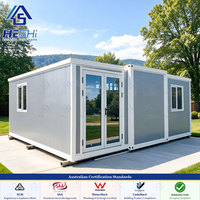 Maison modulaire préfabriquée extensible de 2,2 m de haut, conforme aux normes australiennes, 2 chambres, 1 salle de bain, conteneur habitable de 30 à 40 pieds, personnalisable