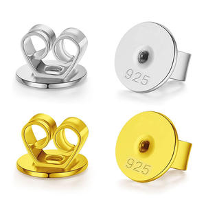 Accesorios para los oídos textura anticaída circular 925 en forma de cobre chapado en oro genuino tapones para los oídos Venta caliente pendientes hebilla - Product Image 1