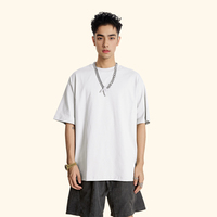 T-shirt Homme 260G en Coton à Fibres Longues, Col Rond, Manches Courtes, Coupe Ample, Basique, Couleur Unie, Décontracté, Été, Vente en Gros