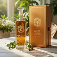 Bouteille carrée haute de 800 ml en verre super flint avec logo couleur personnalisé et boîte d'emballage, vide, pour spiritueux, liqueur, whisky, vente en gros, directement de l'usine