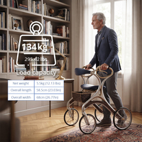 Nouveau design Déambulateur en fibre de carbone avec siège en cuir de luxe et panier au design unique pour personnes âgées Relaxsmith