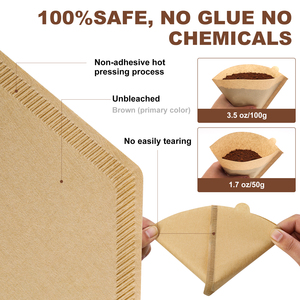 <span class=keywords><strong>Filtre</strong></span> à café en papier conique en pâte de bois de qualité alimentaire, léger et personnalisé OEM, pour diverses cafetières et méthodes de brassage - Product Image 2