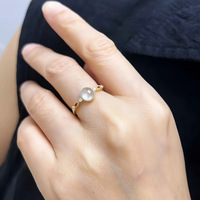 Женское кольцо из стерлингового серебра S925 с позолотой 14K, религиозный ретро-дизайн в форме капли воды