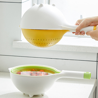 Huamili Innovatieve Handmatige PP Kunststof Handzame Multifunctionele Draaibare Fruit- en Groente Afgietmand Premium Groentegereedschap