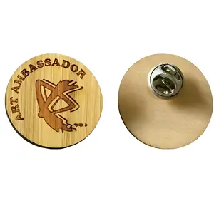 Cheap Wholesale Custom Wooden Lapel Pins Laser Engraved Lapel Pin For Clothing Bags Accessories