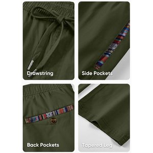 กางเกงชิโนแบบลำลองสำหรับผู้ชายกางเกงผ้าฝ้ายทอลายทแยงไซส์ XL มีเชือกผูกเอวยืดมีซิป - Product Image 1