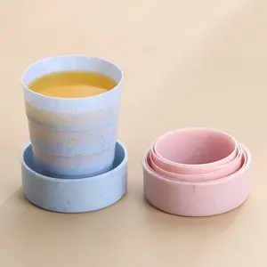 Reizen Draagbare Opvouwbare Bpa Gratis Creatieve Ontwerp Tarwe Stro Plastic Inklapbare Koffie Cups