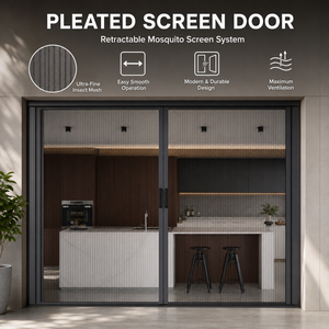 Retractable <strong>Screen</strong> Mosquito Nets Aluminum Alloy <strong>Frame</strong> Horizontal Rolling Fiberglass Mesh Pleated Mesh Folding <strong>Screen</strong> <strong>Door</strong> - Product Image 1
