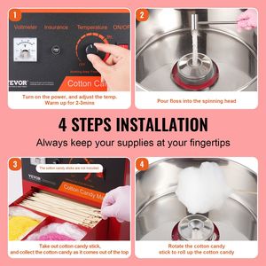 DB para venta al por mayor, máquina eléctrica de algodón de azúcar de 1000W, máquina comercial de hilo de caramelo de acero inoxidable, máquina de aperitivos con tapa - Product Image 5