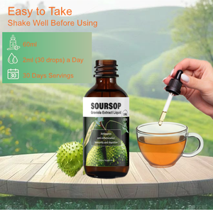 Gotas Líquidas de Guanábana Saludable OEM 10 en 1 con Extractos Herbales de Musgo Marino, Moringa, Cúrcuma, Aceite de Semilla Negra y Ashwagandha - Product Image 3