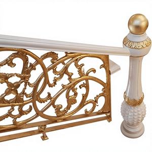 Rampe d'escalier haut de gamme en fer forgé doré, décorative, pour intérieur, balustrade métallique sur mesure pour villa - Product Image 1