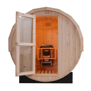 Sauna à vapeur en bois massif personnalisé Helius pour 4 personnes, en bois de pin blanc, fabricant professionnel, extérieur - Product Image 2