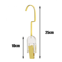 Individuelles Logo Transparenter Acryl-Einzelclip-Kleiderbügel mit Goldhaken für Bekleidungsgeschäfte, Hosen, Schals, Hüte und Perücken
