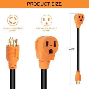 <span class=keywords><strong>Adaptateur</strong></span> de cordon d'alimentation de câble Rv de 1,6ft <span class=keywords><strong>Adaptateur</strong></span> de rallonge de 50A de calibre 10 1,6ft Nema L5-30P à L6-50R - Product Image 2