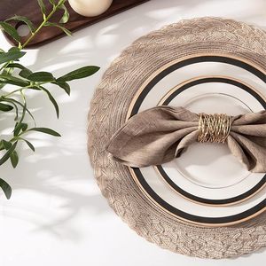 Bắc Âu nhựa tròn dệt Bạc đính cườm nơi Mat mây bàn ăn placemats - Product Image 3
