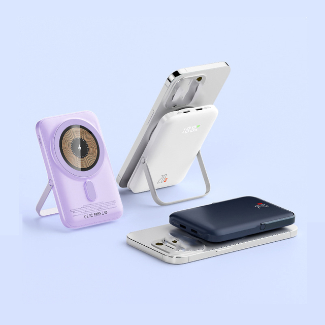 Best Selling Magnetic Power Bank 10000mAh with Aluminum Alloy Stand Mini Wireless 10000mAh Power Banks for Phone