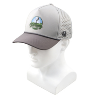 Gorra de Béisbol/Golf de 5 Paneles de Alta Calidad, Gris y Blanca, Bicolor, Perforada con Láser, Transpirable, Impermeable, Deportiva, Unisex, con Goma