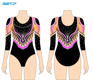<span class=keywords><strong>Justaucorps</strong></span> de gymnastique de compétition pour artiste, design complexe, <span class=keywords><strong>magnifique</strong></span>, manches longues, strass, vêtements de danse - Product Image 3