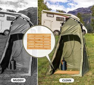 Tapis de bain en bambou de douche de luxe Tapis de pied en bois robuste Tapis de douche de camping en plein air - Product Image 6