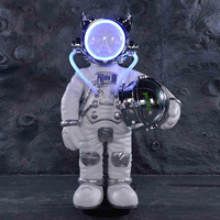 Statue d'astronaute personnalisée, sculpture d'astronaute en fibre de verre avec drapeau pour centre commercial et aménagement de parc pour enfants