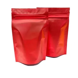 Groothandel Biologisch Afbreekbare Ritssluiting Zak Mat/Glanzend Puur Goud Mylar Plastic Standaard Zakje Voor Voedselverpakking Geurbestendig