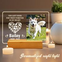 Lampe de nuit commémorative pour animaux de compagnie, lampe souvenir personnalisée avec photo, nom et dates pour les amoureux des animaux