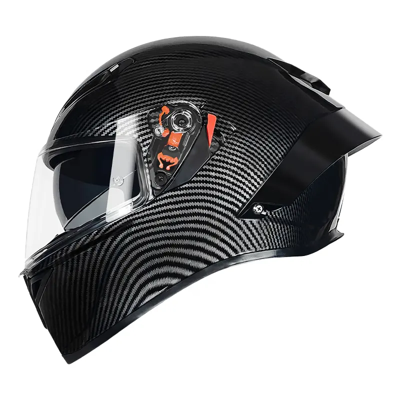 Nouveau casque de moto Vintage casque intégral en fibre de carbone casque de motocross approuvé à pois avec lentille HD