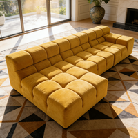 Canapé modulaire sectionnel en tissu rembourré de style nordique minimaliste, grand fauteuil confortable pour appartement