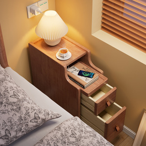 Solid Wood Bedside Table 20cm Ultra Narrow Nightstand With Storage <b>Drawer</b> Bedroom Furniture - Product Image 3