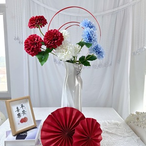 Haute Qualité Artificielle Soie Vert <span class=keywords><strong>Dahlia</strong></span> Fleur Chrysanthème <span class=keywords><strong>Plante</strong></span> pour Mariage Maison Décoration Florale - Product Image 3
