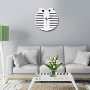 Acrylic Đồng Hồ Treo Tường Owl Hình Dạng Màu Trắng Đơn Giản Đồng Hồ Sáng Tạo - Product Image 2