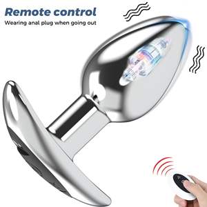 Remote Control Stainless Steel Metal <span class=keywords><strong>Anal</strong></span> Plug untuk Dewasa Desain Berbobot Dengan Permukaan Halus yang Dipoles dan Alas yang Melebar Plug <span class=keywords><strong>Anal</strong></span> - Product Image 1