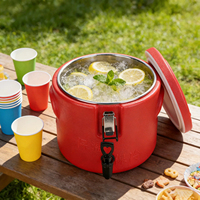 Seau isotherme en acier inoxydable avec couvercle en PP, capacités de 5L à 80L, couleurs orange/rouge, pour le stockage du thé, de la soupe et des aliments