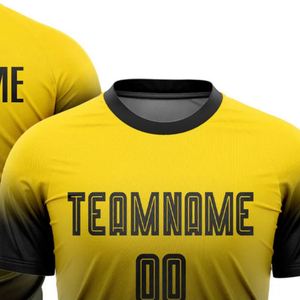 Camiseta de Fútbol Amarilla y Negra con Degradado, Manga Corta, Transpirable, de Secado Rápido, Uniforme Deportivo Ligero para Partidos - Product Image 2