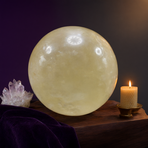 Grande sphère/boule de calcite naturelle - sculptures faites à la main - énergie/chakra/reiki - 3,5 pouces (8,75 cm) de diamètre et 1,11 kg (2,44 lb) - Product Image 3