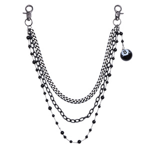 โซ่คาดเอวหลายชั้นสีดำประดับลูกบอล 8 ลูกสไตล์ฮิปฮอป เครื่องประดับยีนส์ โลหะผสมสังกะสี สไตล์ลำลอง - Product Image 5