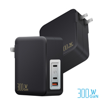 Charger Multi Port Industri Bersertifikasi Ccc 2 Pin Cn Wall Plug 3-port Tipe C Usb A Pd Qc 3.0 Pps Gan Pengisian Cepat 300w
