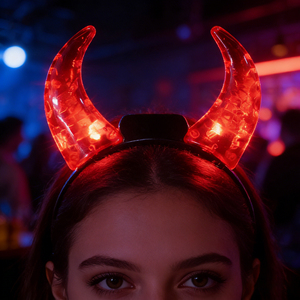 Accessoires de fête d'Halloween promotionnels : Bandeau lumineux LED personnalisé avec cornes de <span class=keywords><strong>diable</strong></span> pour pub - Product Image 1