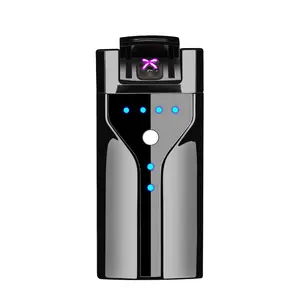 Fingerprint sensing touch double arc rechargeable lighter with lamp USB electronic cigarette lighter gift custom generation