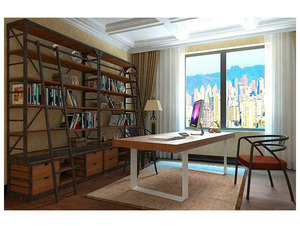 Librería Industrial, Estantería Alta de Metal con 5 Niveles y Escalera para Librería - Product Image 4