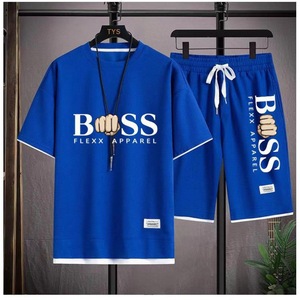 Conjunto de Camiseta de Manga Corta y Pantalones Cortos Tipo Waffle, Traje Deportivo Informal para Hombre, Verano, Holgado, 100% Fibra de Bambú, Diseño con Letras - Product Image 2