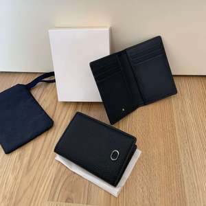 Ensemble <span class=keywords><strong>de</strong></span> cadeaux <span class=keywords><strong>pour</strong></span> hommes, porte-cartes en cuir grainé, portefeuille fin à double pliage avec logo métallique <span class=keywords><strong>pour</strong></span> cartes <span class=keywords><strong>de</strong></span> crédit et argent liquide - Product Image 4