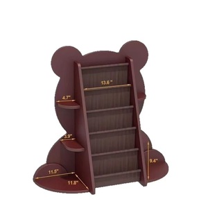 Simple Wooden Baby Bookshelf 5 Tier Solid Wood <b>Shelf</b> For <b>Kids</b> Room Storage With Animal Design Age 2-4 Years - Product Image 4