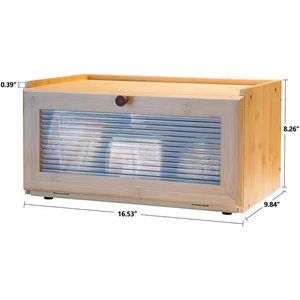 Kacamata serbaguna kotak penyimpanan roti bambu untuk meja dapur tempat sampah roti - Product Image 2