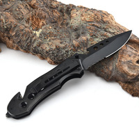 Outdoor-Camping Taktisches Klappmesser aus Edelstahl mit Schwarzer Beschichtung und Lasergraviertem Logo, Taschenmesser für Überlebenssituationen, Industriequalität OEM