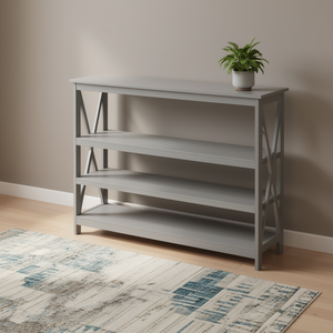 Modern 2 Tier <b>Console</b> <b>Table</b> <b>Grey</b> Entryway Storage Shelf Living Room Furniture - Product Image 2