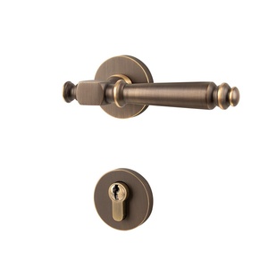 Manija de Puerta Interior de Latón de Alta Calidad, Manija de Puerta de Bronce Envejecido para Apartamento, Hotel, Villa, Sistema de Herrajes para Puertas de Madera - Product Image 1