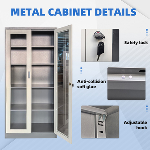 Armoire de <span class=keywords><strong>bureau</strong></span> industrielle en acier verrouillable avec étagères réglables et porte en verre, solution de rangement polyvalente pour le <span class=keywords><strong>bureau</strong></span> - Product Image 3
