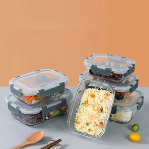 Transparent Food-Grade Borosilicate Glass Rectangular <b>Lunch</b> <b>Box</b> Microwavable BPA Free Airtight Leak Proof Food Storage - Product Image 4