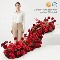 Chemin de table en fleurs artificielles de roses blanches en soie, faites à la main, réalistes, parfumées et douces, de 210 cm, pour allée de mariage, scène ou bureau